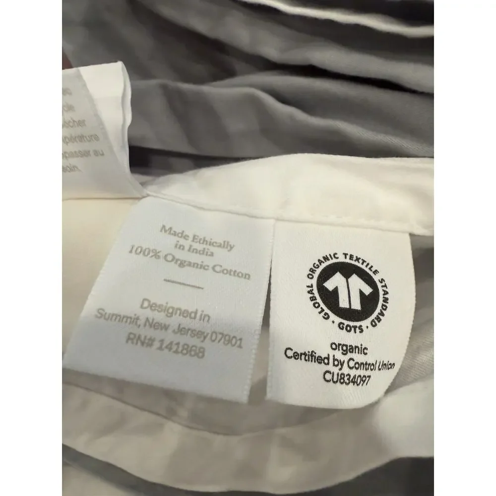 Boll & Branch Organic Cotton King Sheet Set White Pewter Trim NEW $378